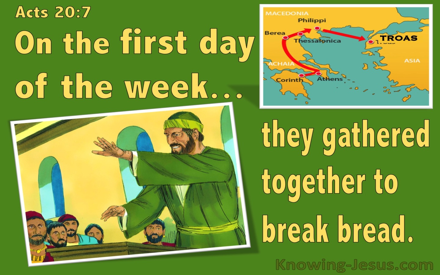 Acts 20:7 On The First Day Of The Week (green)